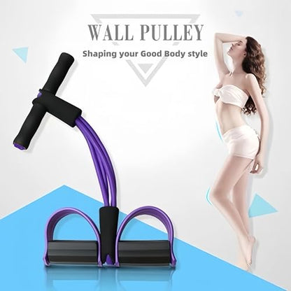 Resistance Bands for Exercise,6-Tube Elastic Yoga Pedal Puller Resistance Band, Natural Latex Tension Rope Fitness Equipment, for Abdomen/Waist/Arm/Leg Stretching Slimming Training - color: Purple