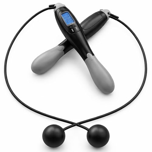 Cordless Digital Jump Rope (2 Handles) – Adjustable Counter, Low Impact Fitness Tool for Home, Rehab & Beginners – Tracks Jump Count & Effort – Unisex by MACCO