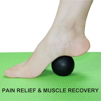 SIMPLECOOL Hard Massage Ball Lacrosse Ball Size Fascia Balls, 2 Pack, Black - color: Black