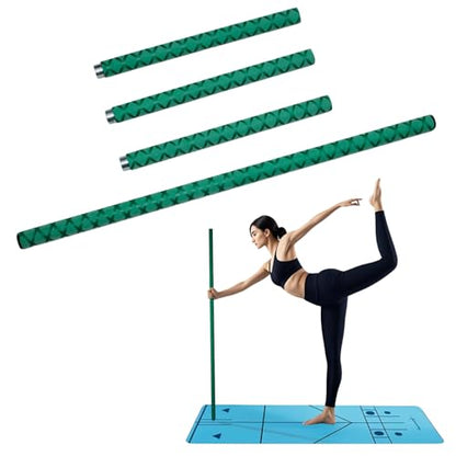 The Huang Yunming yoga stick is made of sturdy steel that is 5 feet high and an adjustable stretching stick, providing flexibility, agility, and balance. Multi functional fitness stick with 5 steel pipes - color: Green