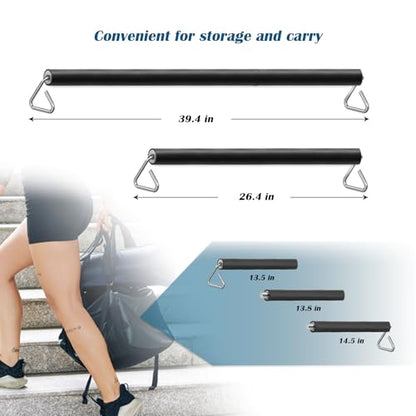 Resistance Band Bar, 26.4in or 39.4in, Workout Bar for Fitness, Portable Weightlifting Training, Suit for Home Exercise, Resistance Band Training