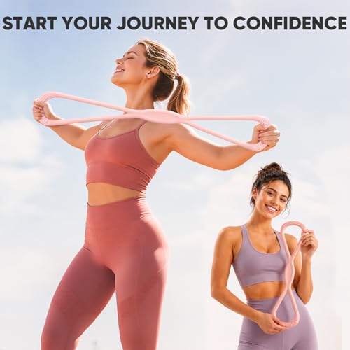 Figure 8 Resistance Bands for Women & Men, Exercise Bands for Arms, Shoulder, Leg & Back Stretching, Non-Slip Handles, Home Gym, Yoga & Physical Therapy - Toning, Posture Correction