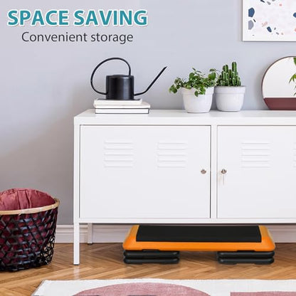 43'' Wide Adjustable Aerobic Step Platform - 4 Stackable Risers for Home Gym Cardio, Strength & Full-Body Training - color: Orange