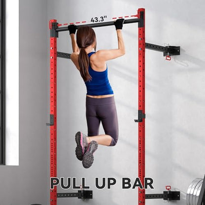 Soozier Adjustable Weight Bench with Dumbbell Rack Wooden Gym - color: Red