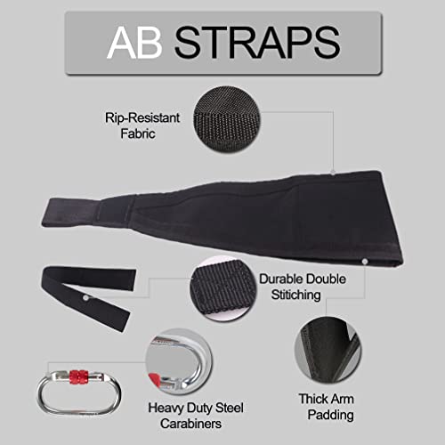 Hanging Ab Straps with Quick Locks - 1 Pair Gym Sling Straps for Pull Up Bar, Core & Abdominal Workouts