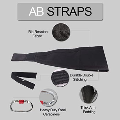 Hanging Ab Straps with Quick Locks - 1 Pair Gym Sling Straps for Pull Up Bar, Core & Abdominal Workouts