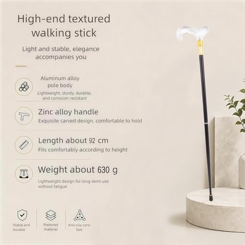 Transparent Crutch, Ergonomic Handle, Non-Slip and Wear-Resistant, Portable Unisex Model, Also a Stylish Accessory