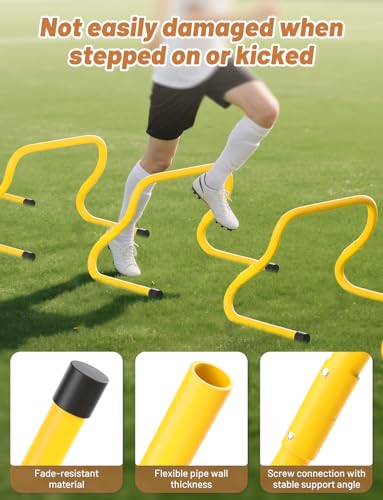 GHB Agility Hurdles 5/6 Pack Foldable Speed Agility Training Hurdles Adjustable Sturdy Hurdles Training Equipment Set with Carry Bag for Amateur, Athletes, Soccer, Basketball - style: 5 Pack Adjustable 8.3"&12.6"