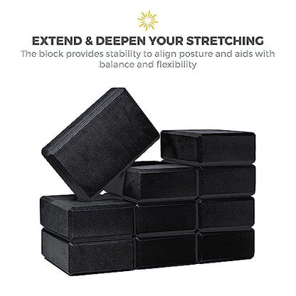 3" Yoga Block, 10 Pack Bulk EVA Foam Yoga Blocks, Firm and Supportive Yoga Brick, Balance Foam for Stretching, Pilates, and Workout, 3" x 6" x 9"