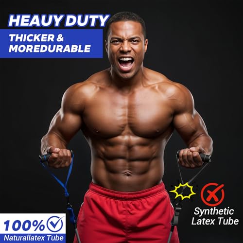 Heavy Resistance Bands for Working Out, 300lbs Exercise Bands with Handles, Workout Bands with Handles, Fitness Weight Bands for Men Muscle Strength Training Stretching Yoga