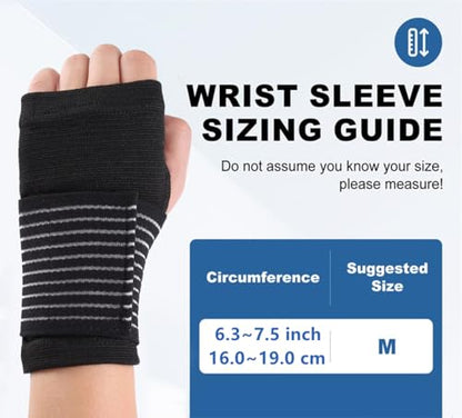 Palm Brace Wrist Support Sleeves (1 Pair), Everyday Use Wrist Brace, Compression Carpal Tunnel for Wrist Pain Relief, Fitness Gloves, Sports Glove, Wrist Brace for Men and Women (Black with straps)