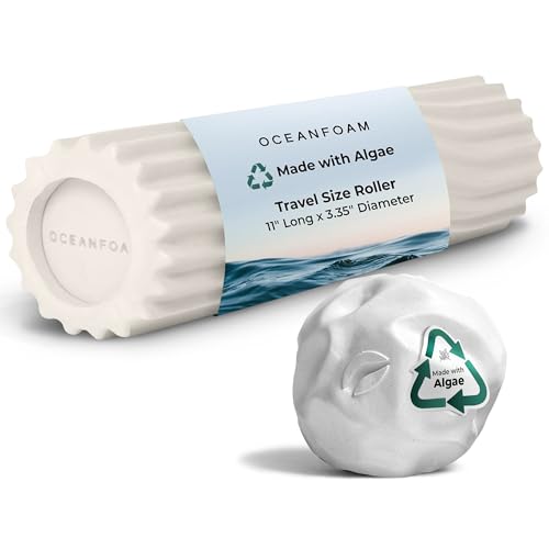 Travel & Quick Relief Foam Roller Kit – Compact Firm Foam Roller & Massage Ball for Muscle Rolling, Gym, Travel, Office & On-the-Go Use (Natural)