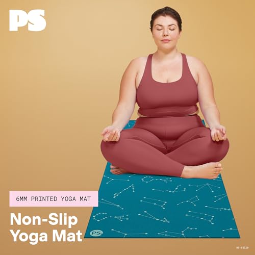 POPSUGAR Premium 6mm Yoga Mat, 68" x 24" (Constellations) with Easy Carry Strap, Textured Non-Slip Exercise Mat for Men & Women, Ideal Home Workout & Gym Mat for Abs & Floor Exercises & Stretching