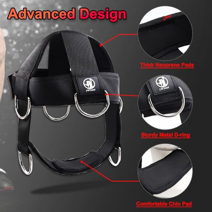 J Bryant Multifunctional Neck Head Harness Weight Lifting Training with Resistance Bands, Door Anchor and Chain, Full Range Muscle Workout