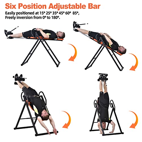 Inversion Table for Back Pain Relief, 350 lbs Capacity Strength Training Inversion Equipment, Decompression Table for Pain Therapy Training with Safe Belt & Comfortable Ankle Holders