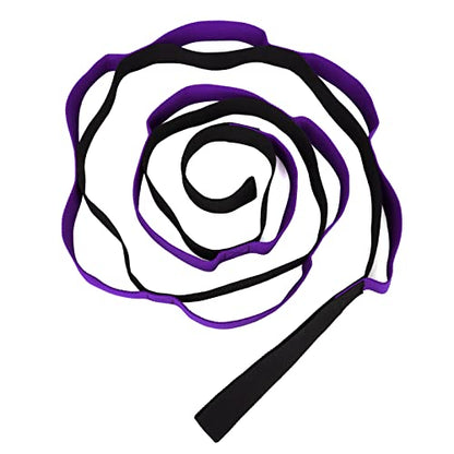Muka Yoga Strap with 12 Loops for Workout Stretching, Non-Elastic Resistance Band for Fitness Pilates - color: Purple