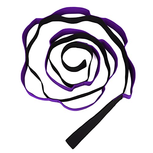 Muka Yoga Strap with 12 Loops for Workout Stretching, Non-Elastic Resistance Band for Fitness Pilates - color: Purple