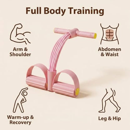 Handles for Elastic Resistance Tube Multifunction Fitness Training Pull Exercise Bands Abdomen/Waist/Arm/Leg Device Foot Handle, with Pedal Rope Fashion Tension Stretching 8 Puller Band Pedal(Pink)