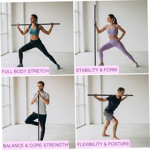 Yoga Stick Sturdy Steel Stretching Stick with Non-Slip Ends & Foam Handles for Mobility Flexibility & Balance | Exercise Pole for Fitness Posture Correction
