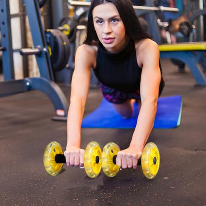 POPETPOP Ab Roller Wheel - Tummy Weight Equipment, Ab Wheel for Core Training, Hand Weights Dumbbell for Men/Women, Home Gym Equipment (Yellow)