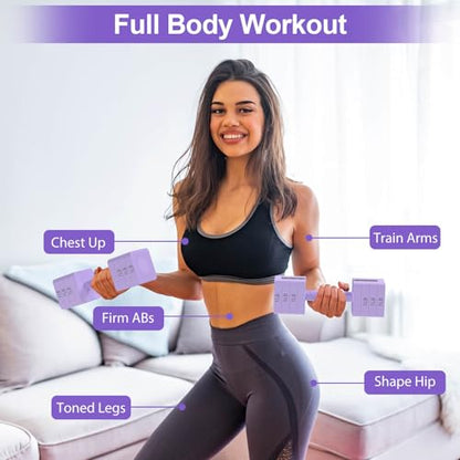 Hezeyferg 18LBS 22LBS Adjustable Dumbbells Set, Hand Weights Sets with Mutilple Levels, Adjustable Weight Dumbbells for Women/Men Home Gym Full Body Workout - color: Purple 11LB Each ( 22LB Pair )