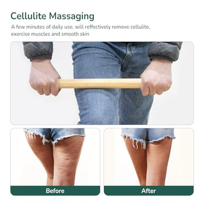 Bamboo Massage Stick - Body Shaping Roller, Guasha Massage Tool for Relaxing Muscles