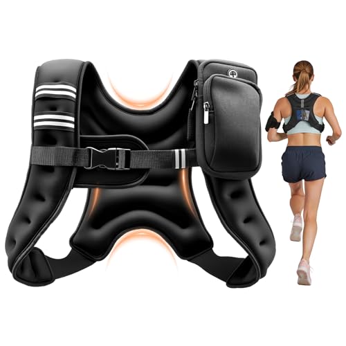 VEVOR Weighted Vest, 6lbs/8lbs/10lbs/25lbs Body Weight Vest for Men Women, with Reflective Stripe, Adjustable Buckle, Workout Equipment for Strength Training, Running, Jogging, Fitness, Muscle Building, Weight Loss