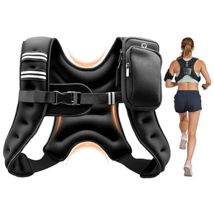VEVOR Weighted Vest, 6lbs/8lbs/10lbs/25lbs Body Weight Vest for Men Women, with Reflective Stripe, Adjustable Buckle, Workout Equipment for Strength Training, Running, Jogging, Fitness, Muscle Building, Weight Loss