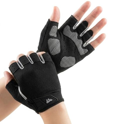 Utaly Men Women Breathable Half Finger Fitness Gloves - Prevents Calluses Gloves with Non-Slip Padding for Gym Workout - size: Medium