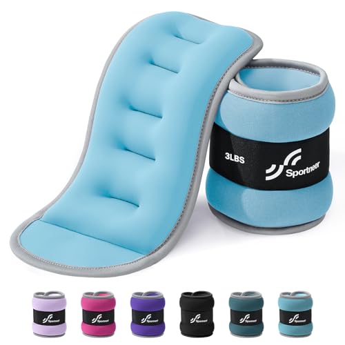 Sportneer Ankle Wrist Weights for Women Men Pair of 1/2/4/6/10 LBS Options - color: Glimmer Blue, size: 3 lbs x 2
