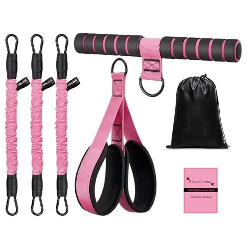 Upgraded Multifunction Pedal Resistance Band with Handle, 3 Tube Adjustable Foot Resistance-Bands for Abdomen, Waist, Arm, Core, ABS, Leg Workout, Sit Up Exercise Equipment for Women