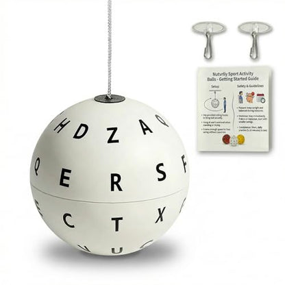 Marsden Ball for Visual Tracking & Focus – Adjustable Letter Ball on a String with Ceiling Hooks & Guide – Home Vision Training Tool for Hand Eye Coordination & Reflex Development
