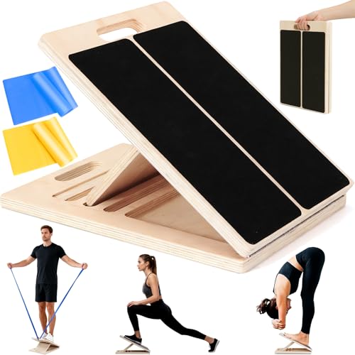 Slant Board for Calf Stretching, Wooden Slant Boards for Exercise, 300 Lbs Weight Capacity Squat Wedge, Premium Calf Stretcher, Physical Therapy Equipment for Rehab & Strength Training