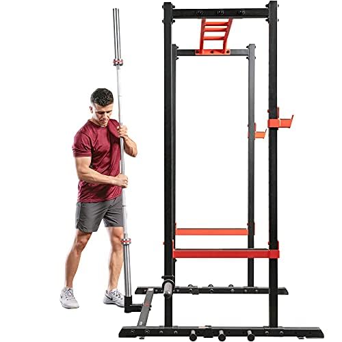 Sunny Health & Fitness Power Cage Squat Rack Upgrade Attachments, Dip Bar, Plate Bar Holder, Belt Squat, J Hook, Lat, Adapter, U Ring, Pull Up Bar, Landmine, Captain's Chair, Tricep Rope For Home Gym - style: Bar Holder