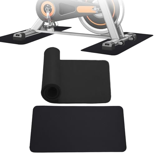 2PCS 0.24" Thick Mat Pads for Peloton Bike & Concept 2 Rower – Non-Slip Compact Floor Protectors for Small Spaces, Home Gym Use on Hardwood, Carpet & Tile, 25"x11.8"