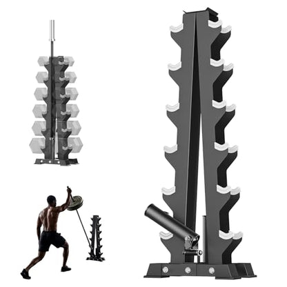 Papababe Dumbbell Stand, A-Frame Weight Storage Rack for Dumbbells, Barbell Holder, Heavy Duty Dumbbells Storage with T Bar Row Attachment for Home Gym (Dumbbell Rack Stand Only)