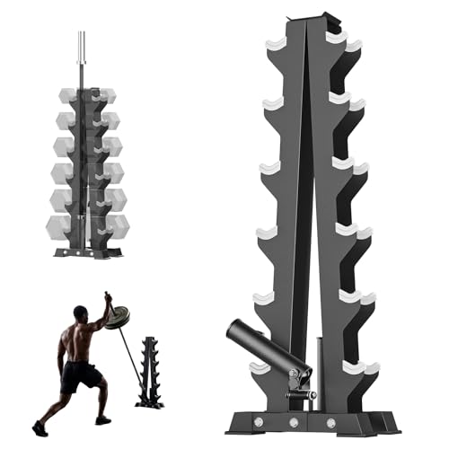 Papababe Dumbbell Stand, A-Frame Weight Storage Rack for Dumbbells, Barbell Holder, Heavy Duty Dumbbells Storage with T Bar Row Attachment for Home Gym (Dumbbell Rack Stand Only)