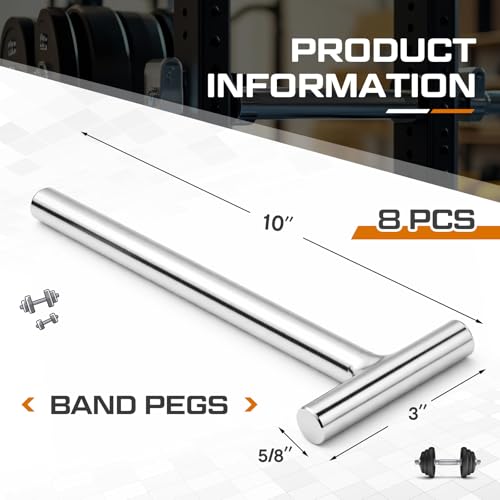 8 Pack Fitness Band Pegs Mount for Power Rack Exercise Bands & Suspension Straps Versatile Accessory for Resistance Band Training and Space Saving Power Racks