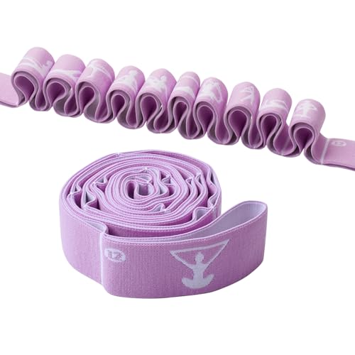12 Loops Extra Long Yoga Stretching Band for Adults and Tall People, Adjustable Elastic Strap for Full Body Deep Stretch, Home Pilates, Ballet, Dance, Physical Therapy, Flexibility Training