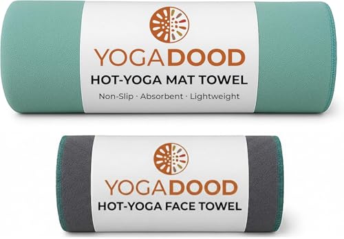72" x 26.75" Long Hot Yoga Mat Towel Plus Compact Face Towel – Hot Yoga Essentials - Full Length, Absorbent, Microfiber Material for Workout, Gym - Pack of 2 Yoga Towels - Grip Improves with Sweat