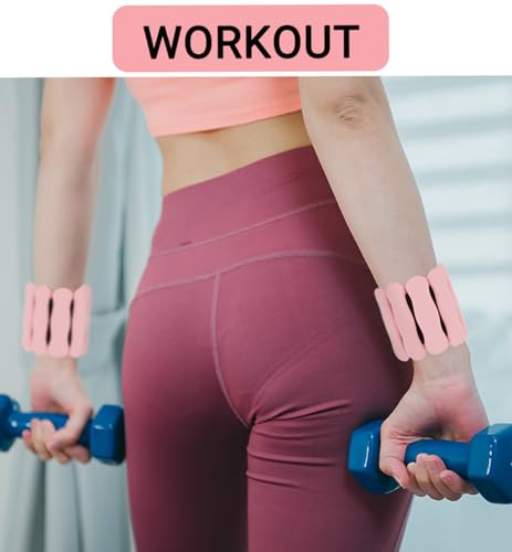 Ankle Weights Wrist Weight for Women Men, Set of 2, 1 lb/2 lb Each - color: Pink, size: 1lb each weight (2lbs Pair)
