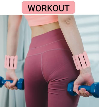 Ankle Weights Wrist Weight for Women Men, Set of 2, 1 lb/2 lb Each - color: Pink, size: 1lb each weight (2lbs Pair)