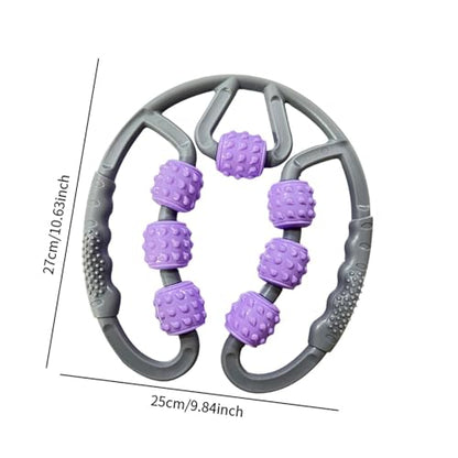 Qianly Muscle Roller for Legs Portable 7 Wheel Massage Roller Body Massager with Ergonomic Handles Manual Fitness Equipment for Home, Gray Purple - color: Gray Purple