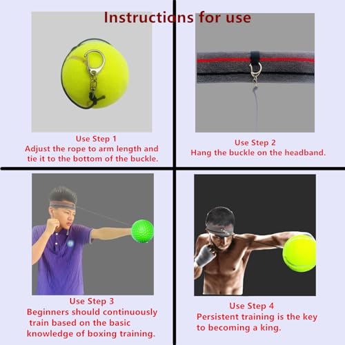 reflex Balls Boxing Headband Set for MMA Boxing Reaction Training 4 Different levels Balls+2 Sweat Absorbing Headbands+4 Spare Lines+2 gloves for all people