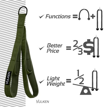 Vulken Tricep Rope Cable Attachment. Two Size in One Extra Long Pull Down Rope. Triceps Extension Straps Gym Equipment. Home Workout Handles for Resistance Bands.