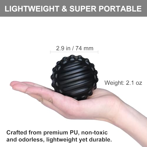 Firm Foam Massage Ball for Deep Tissue and Myofascial Release. 2.9″ High-Density Hard Fascia Ball for Muscle Knots, Recovery, Trigger Point Therapy, Pain Relief, Foot Plantar Fasciitis. (Black) - color: Black