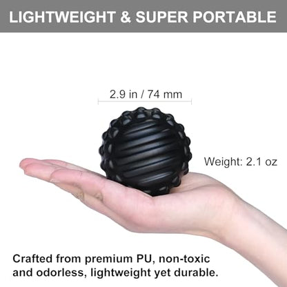 Firm Foam Massage Ball for Deep Tissue and Myofascial Release. 2.9″ High-Density Hard Fascia Ball for Muscle Knots, Recovery, Trigger Point Therapy, Pain Relief, Foot Plantar Fasciitis. (Black) - color: Black