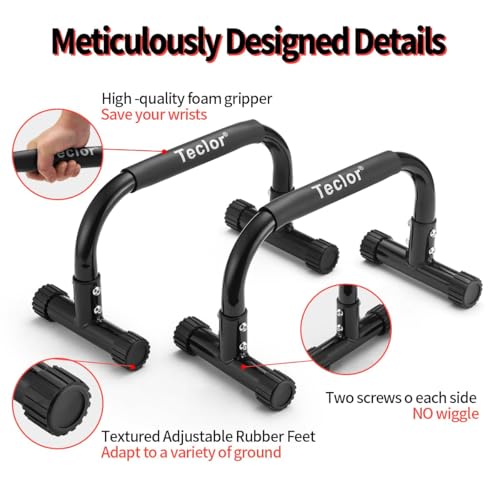 Push Up Bar, Parallettes Bars For L-sit & Dip, Heavy-Duty No Wobbling Parallel Bars Stand For Handstands, Full Planche, Calisthenics, 9.5in High Workout Stands for Home Fitness Training