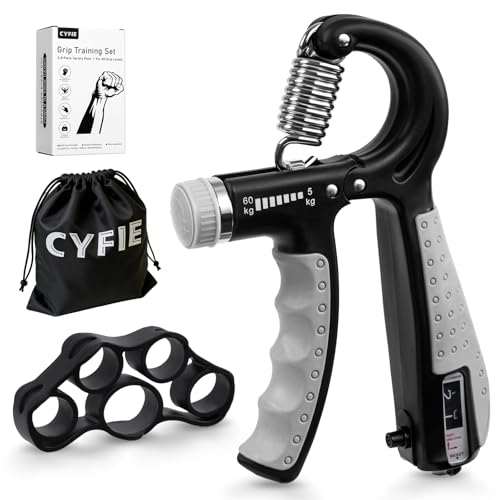 Grip Strength Trainer Kit with Adjustable Resistance 10 - 132 Lbs, Forearm Exerciser, Finger Stretcher, Stress Ball, Forearm Strengthener for Workout wuth Storage Bag, Muscle Building and Recovery - color: Black