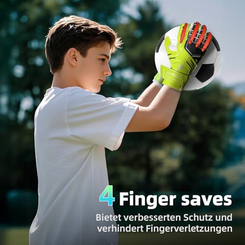Sportout Youth&Adult Goalie Goalkeeper Gloves,Strong Grip for The Toughest Saves, with Finger Protect & 4+3MM Latex to Give Splendid Protection to Prevent Injuries,4 Colors
